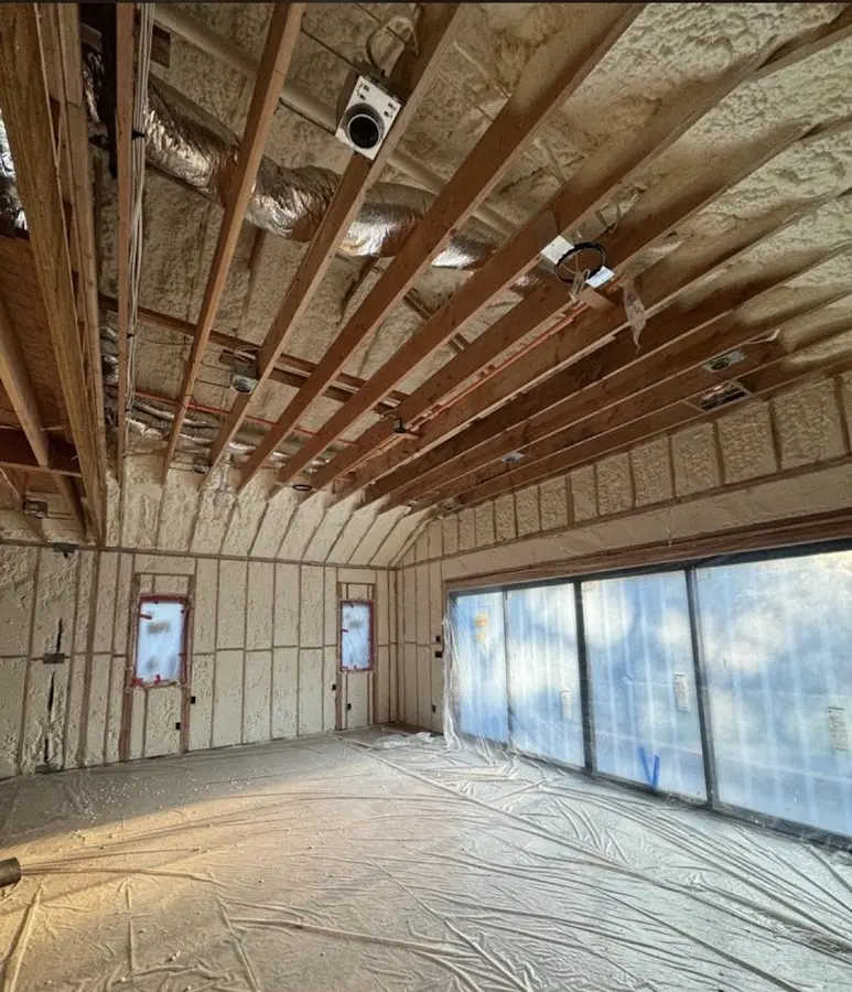 Interior walls and ceiling insulated with spray foam during new construction in Camp Verde